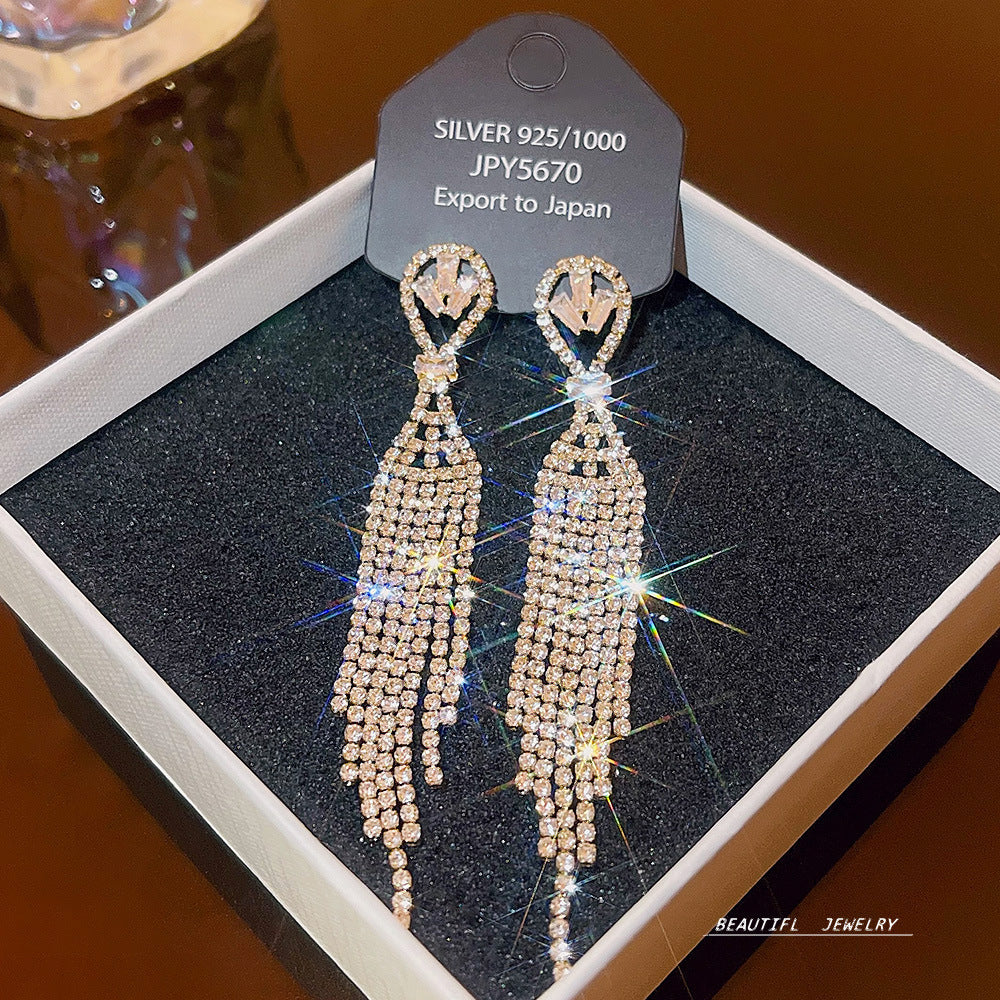Women's Zircon Tassel High-grade Light Luxury Delicate Earrings