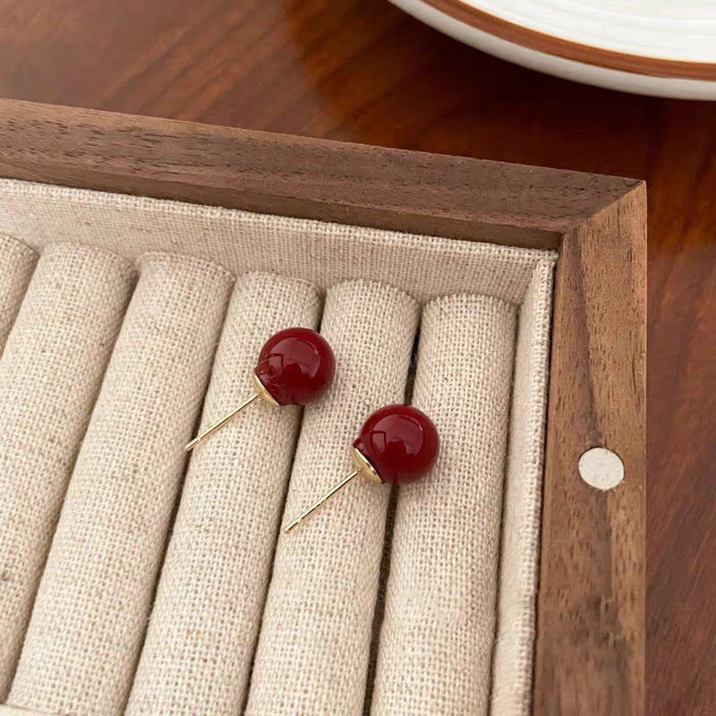 Sier Needle Drip Glazed Love Style Female Temperament Earrings