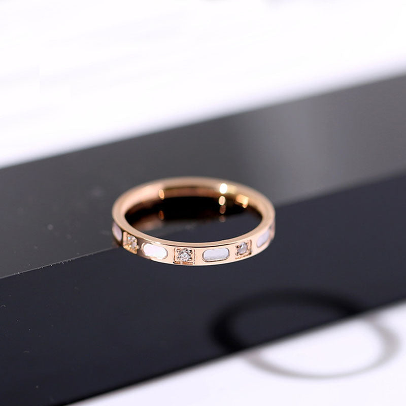 Style Simple Titanium Steel Female Black Rings