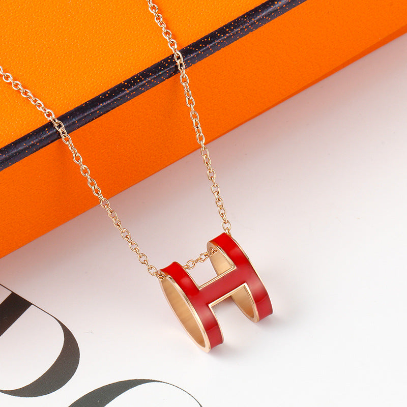 Temperamental Rose Gold Enamel Clavicle Chain Female Necklaces