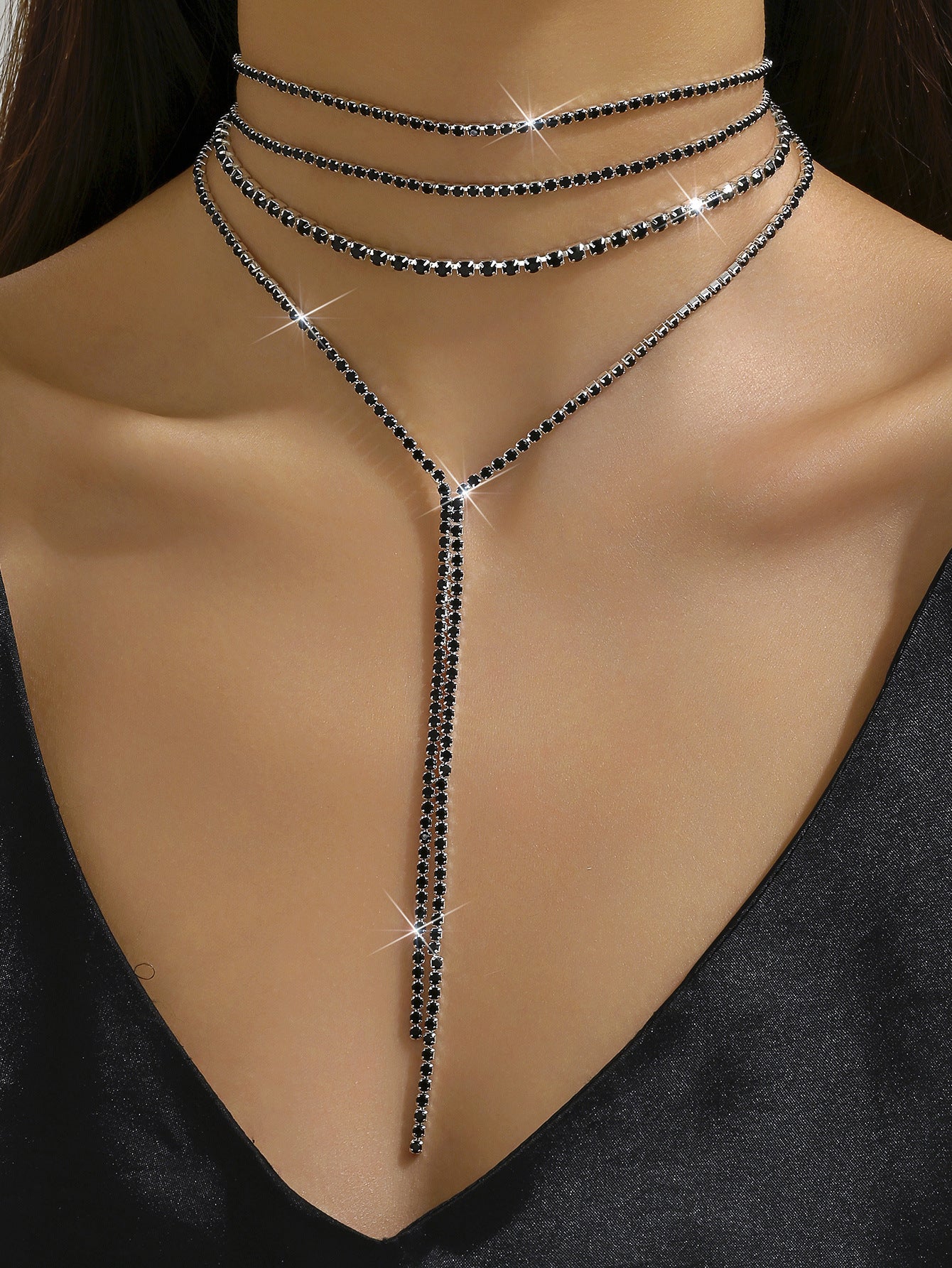 Exaggerated Minority Fashion Rhinestone Light Luxury Tassel Dinner Ball Necklaces