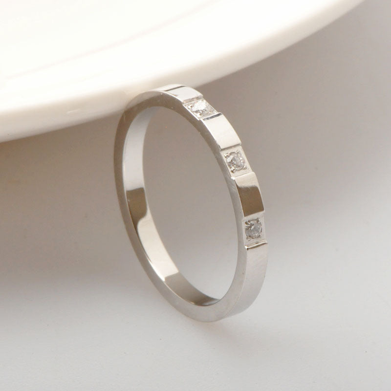 Style Simple Rhinestone Three Rose Gold Zircon Titanium Steel Rings