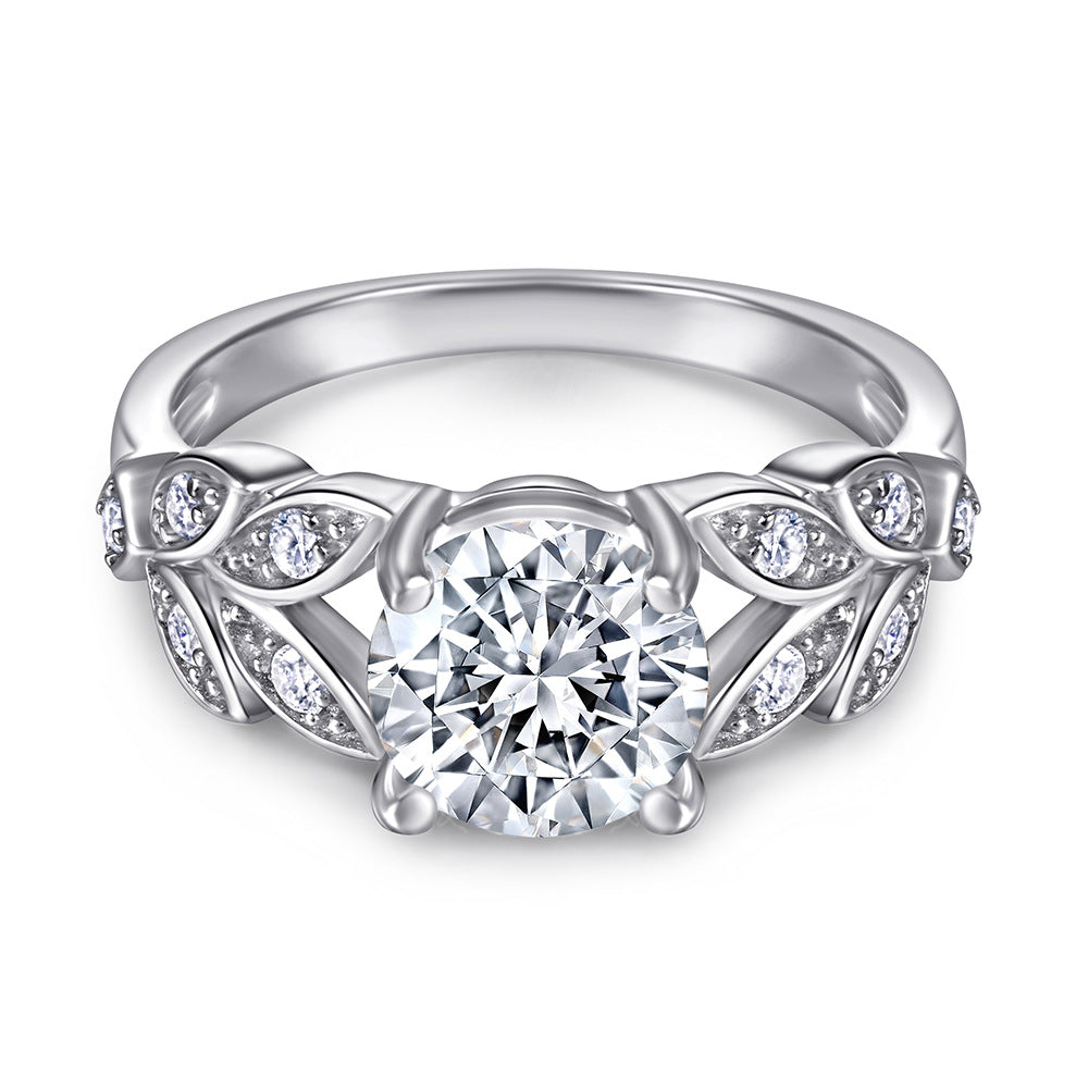 Women's Fashion Sier Sterling Zircon Single Row Rings