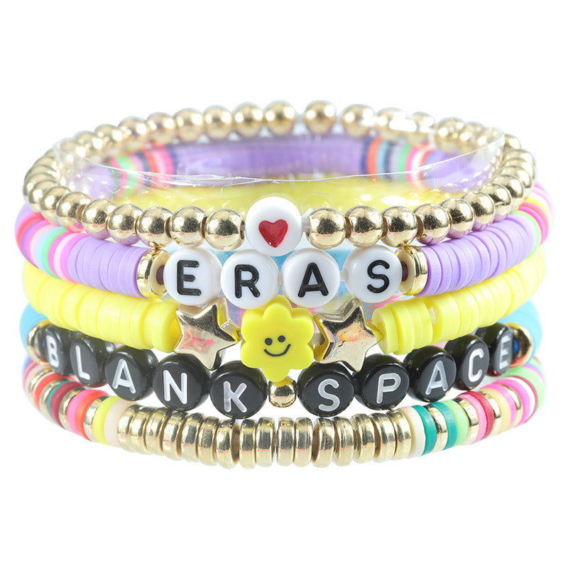 Taylor Fan Stretch Personality Colorful Letters Bracelets