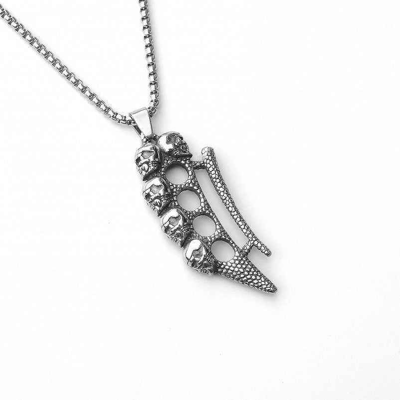 Men's Vintage Cross Ghost Head Titanium Fashion Necklaces