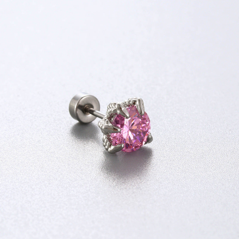 Sea Blue Zircon Couple Ear Bone Pin Titanium Earrings