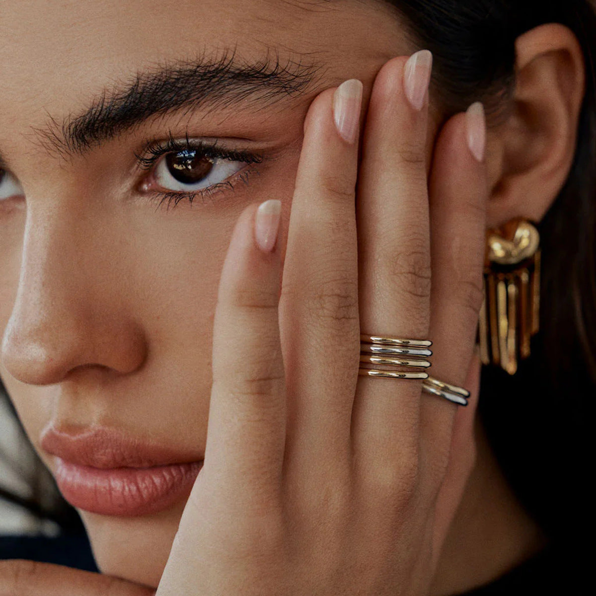 Stainless Steel Simple High-grade Golden Jewelry Does Rings