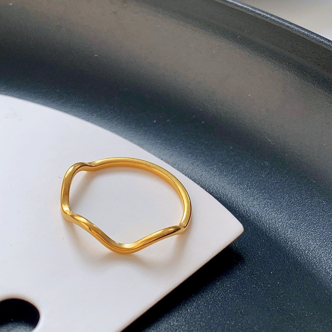 Fine Gold Titanium Steel Female Twin Rings