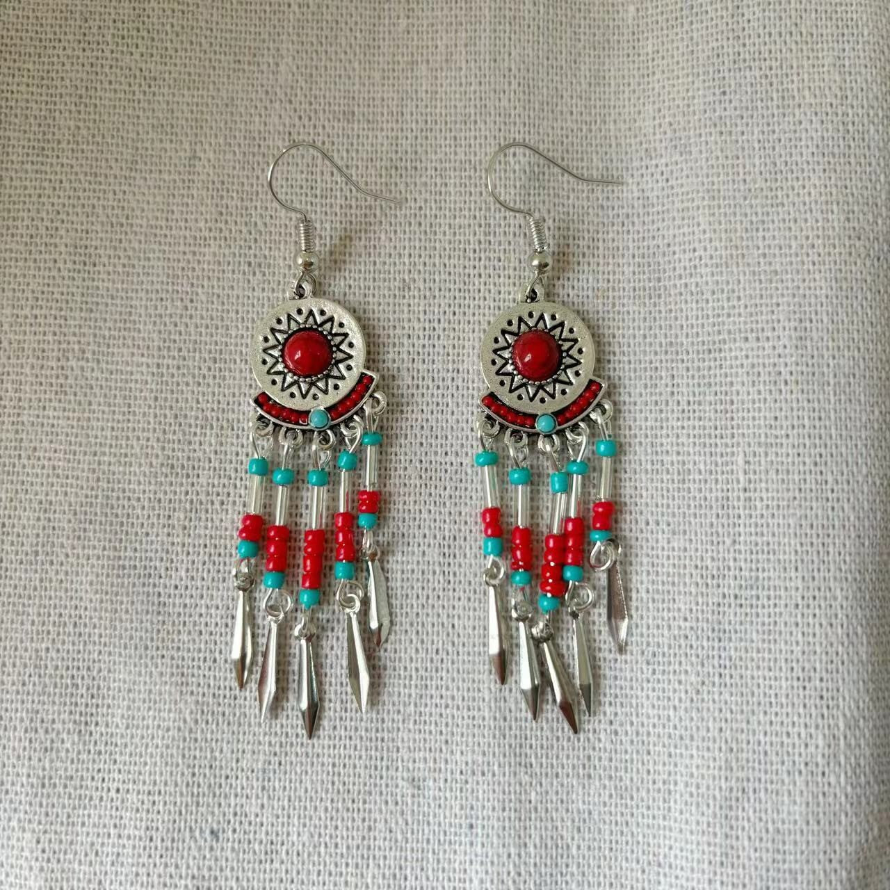 Temperament Personality Bohemian Small Ethnic Style Bead Tourist Earrings