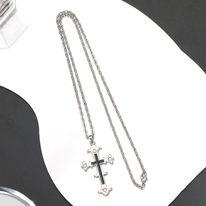 Men's Crocheted Diamond Cross Neck Accessories Simple Pendants