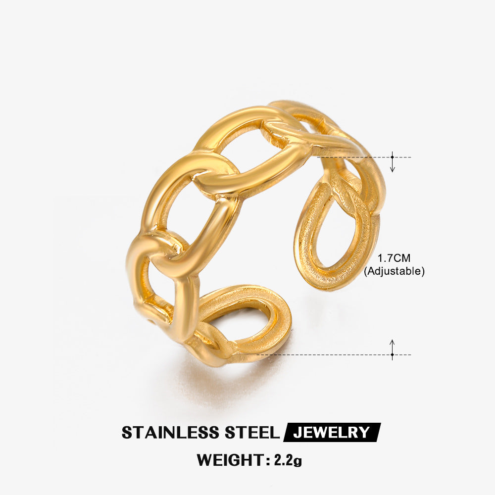 Stainless Steel Chain Stylish Opening Adjustable Rings