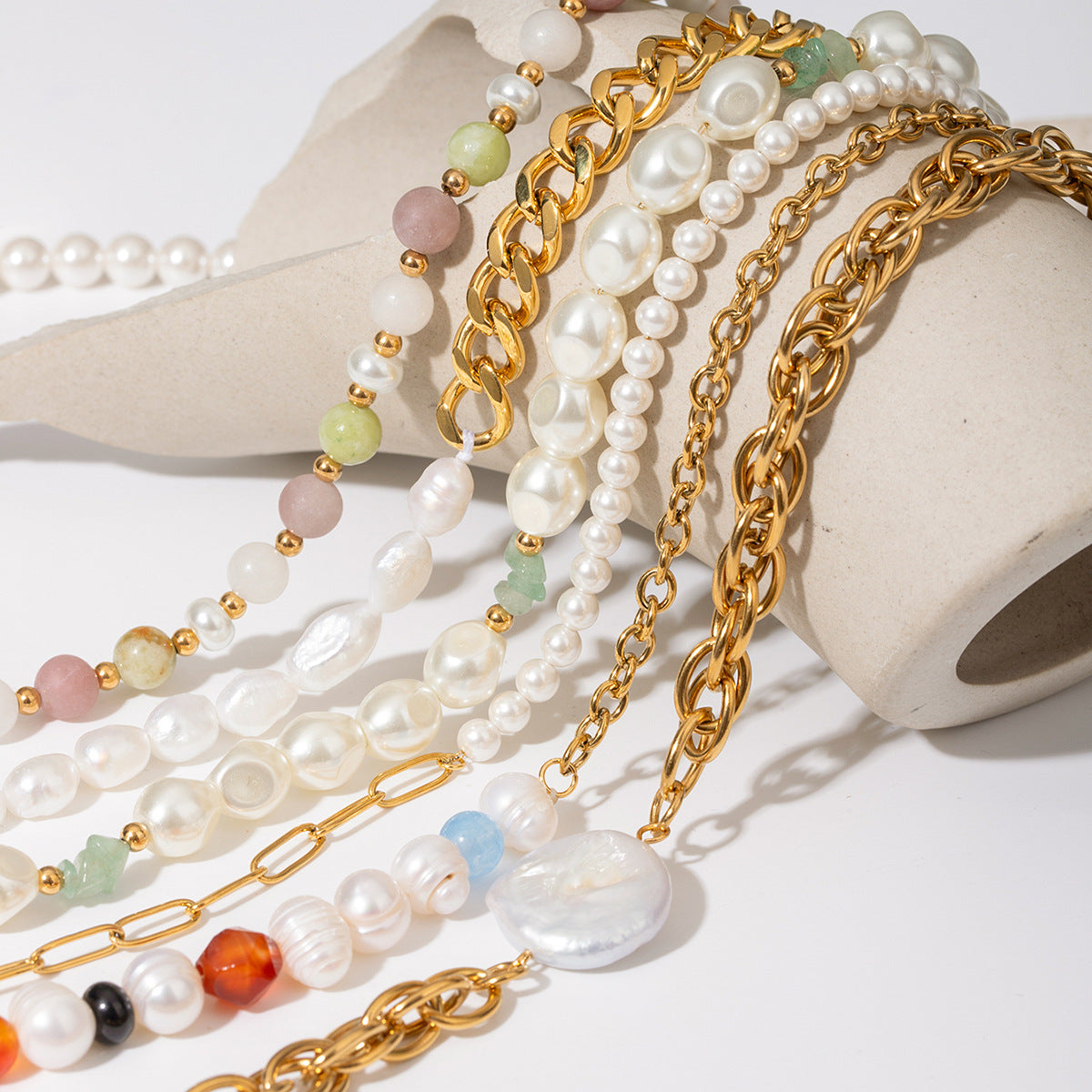Ding Ornament Stainless Steel Pearl High-grade Clavicle Chain Necklaces