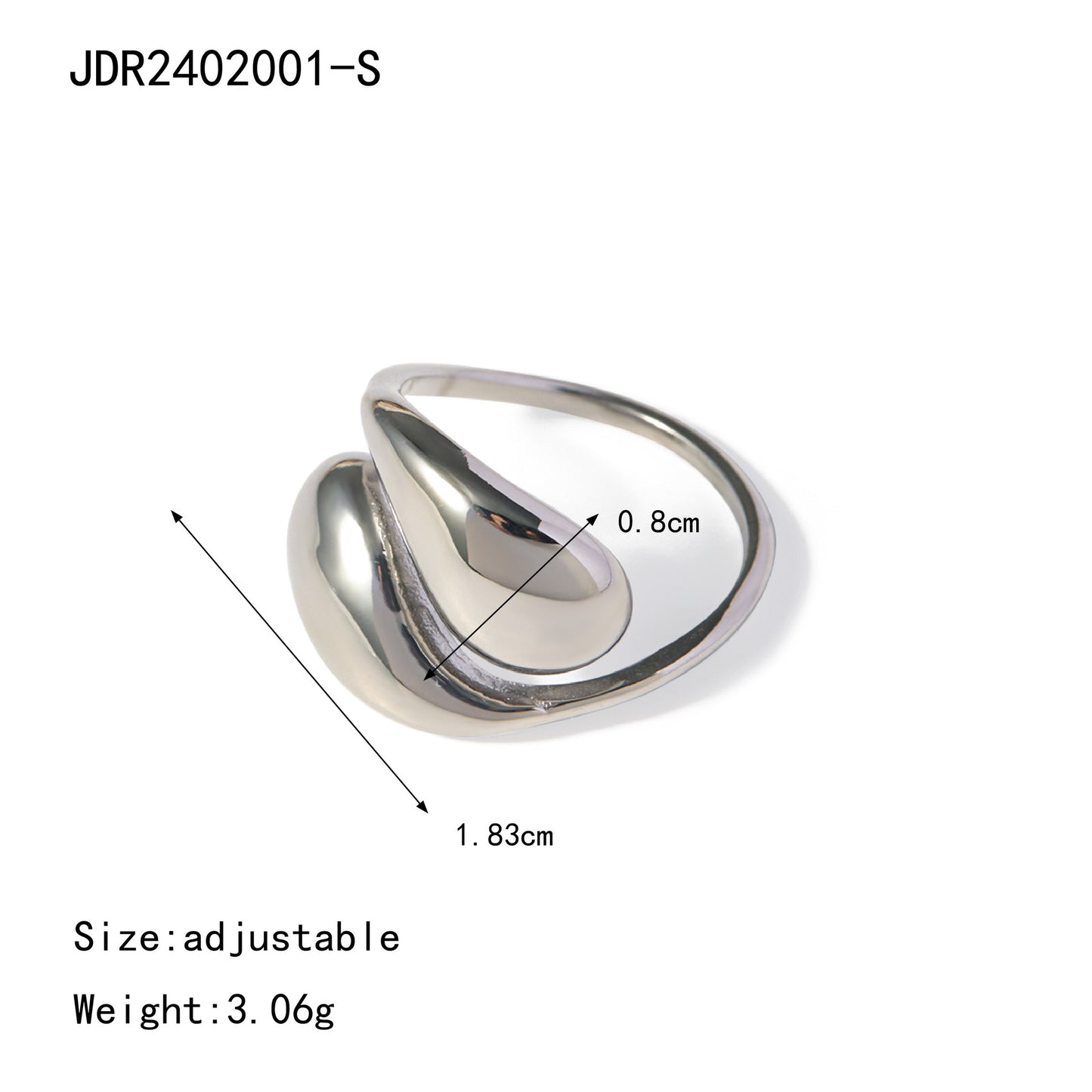 Stainless Steel Exaggerated Open Advanced Sense Rings