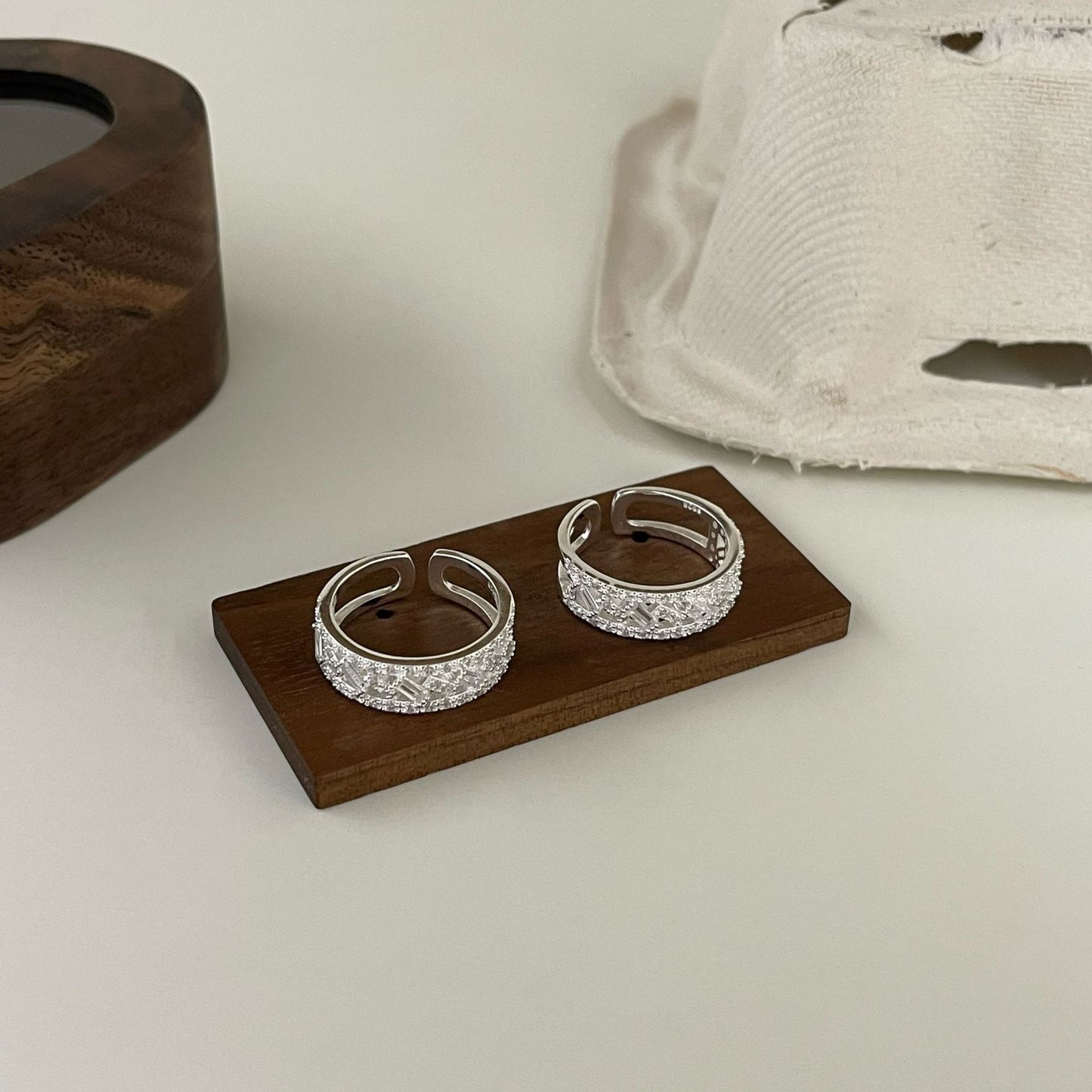 Sterling Sier Diamond Inlaid Zircon For Light Rings