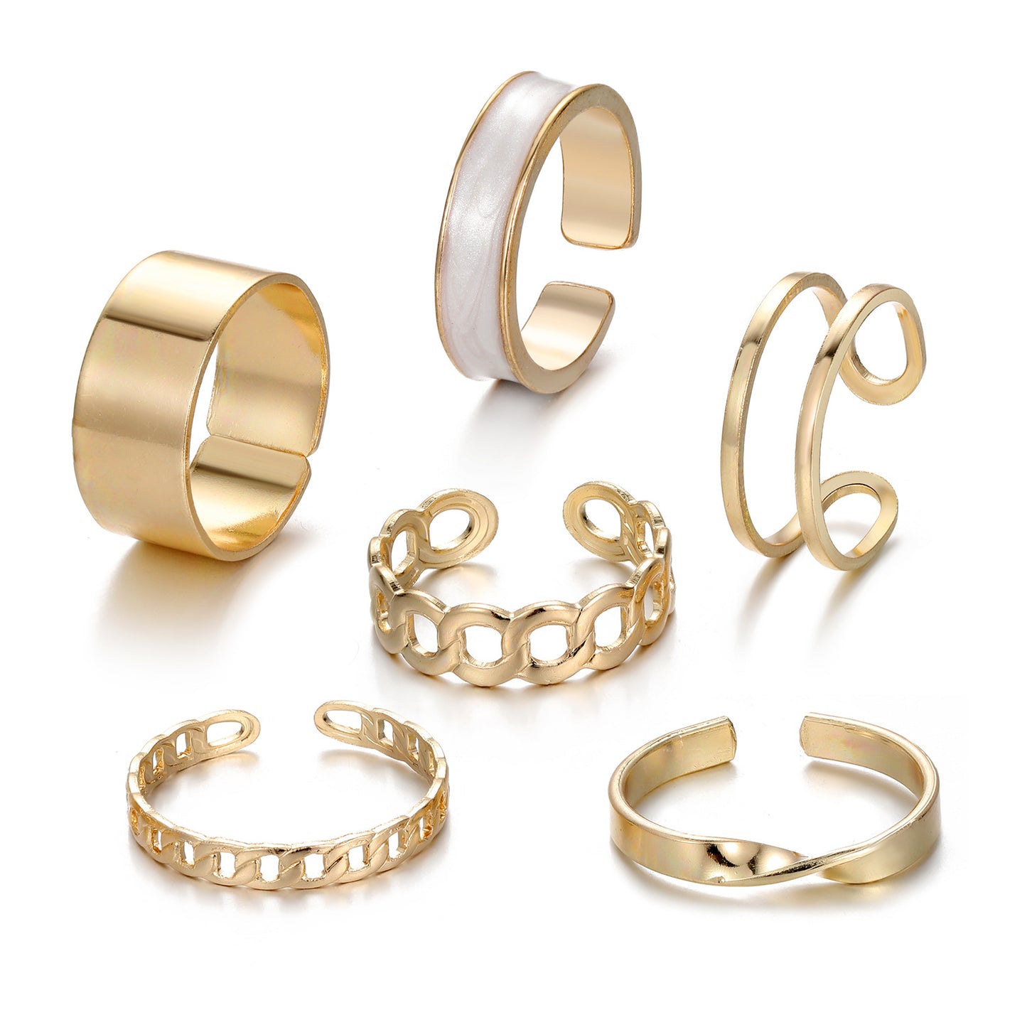 Women's Vintage Chain Opening Geometric Drip Set Rings