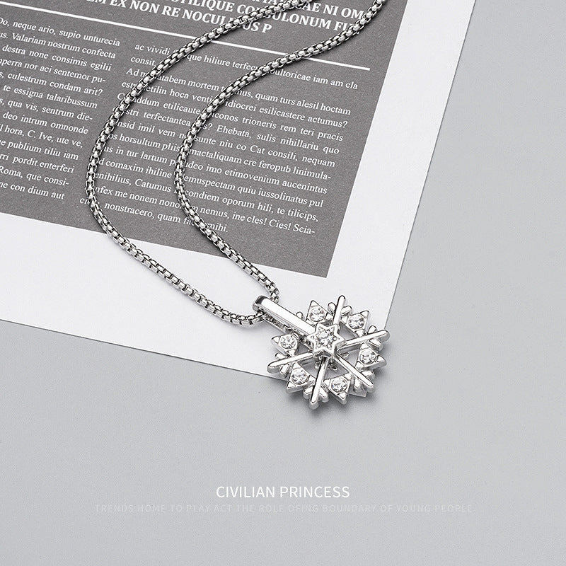 Rotatable Snowflake Decorative Female Summer Hip Hop Necklaces
