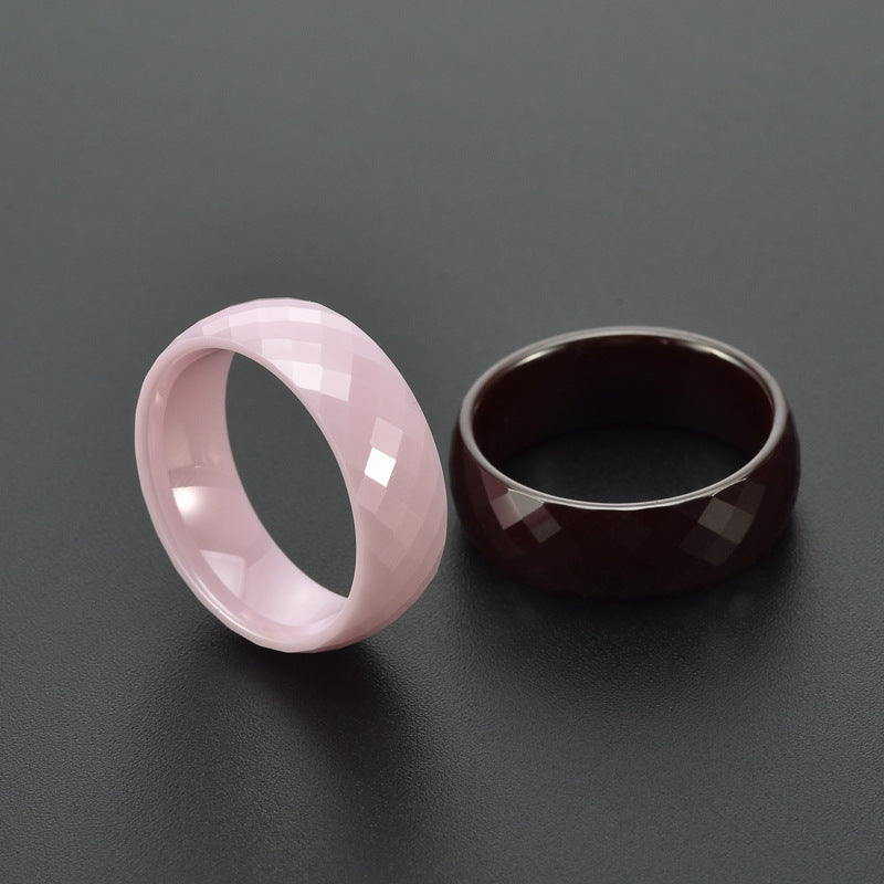 Women's & Men's Fashion Rhombus Ceramic Wide Irregular Cut Rings