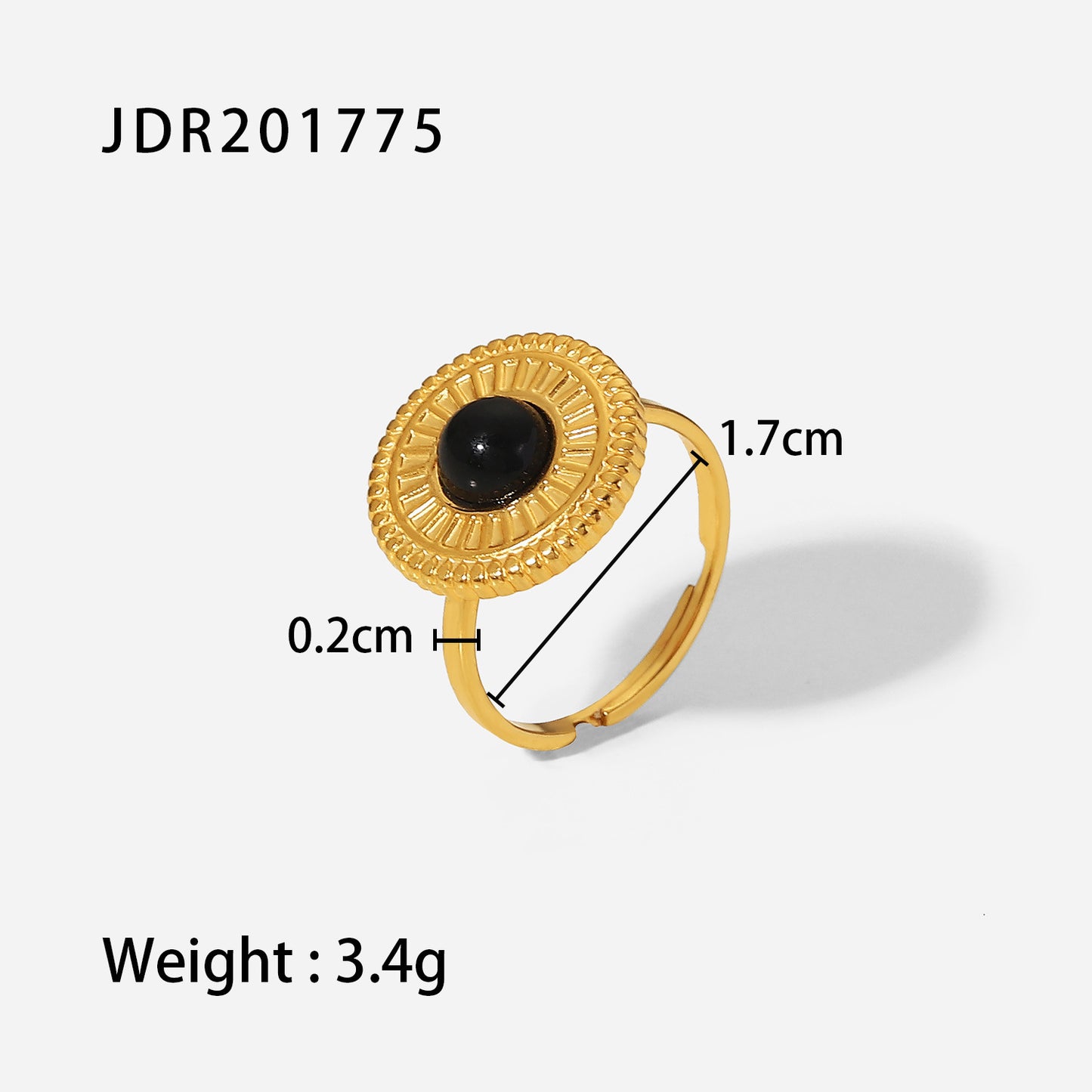 French Retro Stainless Steel Open Natural Stone Drop Rings