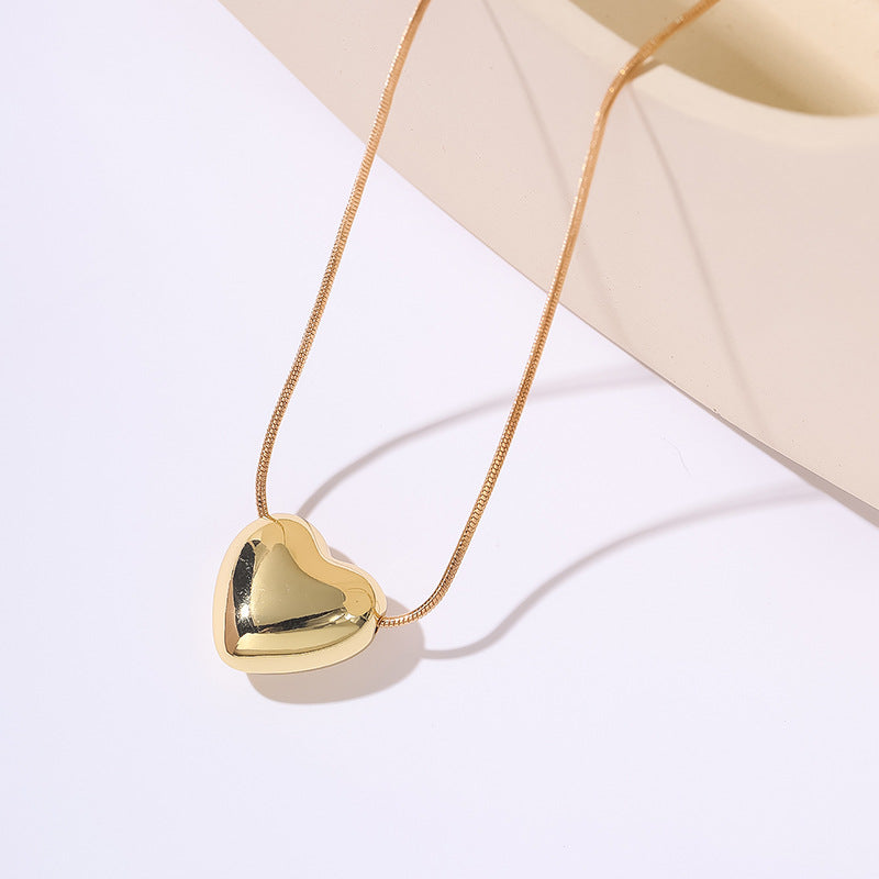 Glossy Gold Sier Love Clavicle Chain Pendants
