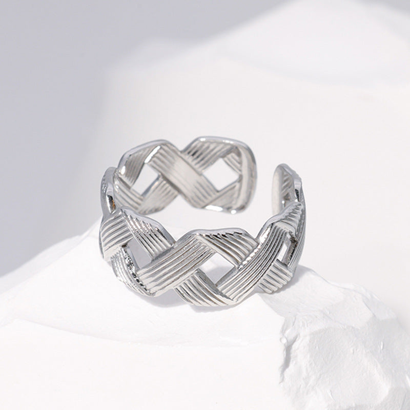 Women's Stainless Steel Simple Advanced Titanium Open Adjustable Cold Wind Rings