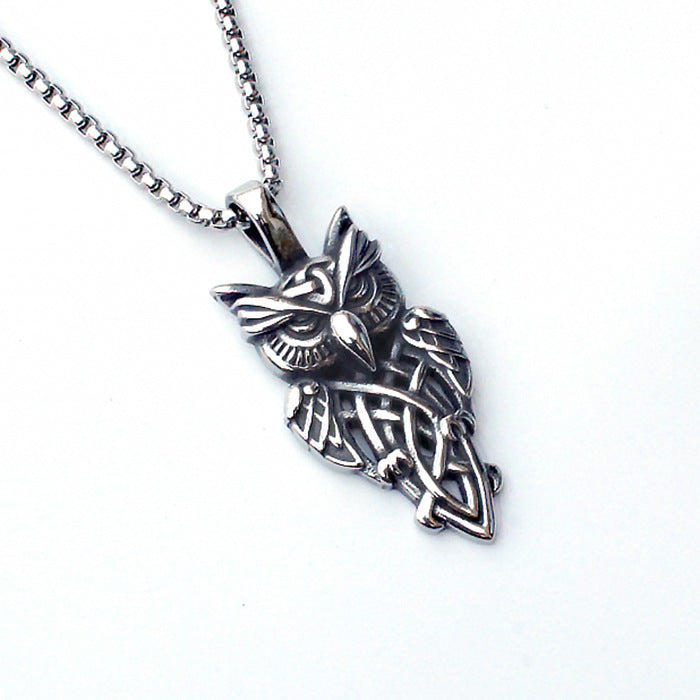 Women's & Men's Warrior Stainless Ornament Vintage Viking Owl Necklaces