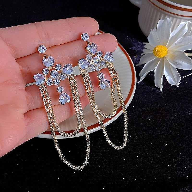 Fashion Zirconia Micro Inlaid Zircon Long Earrings