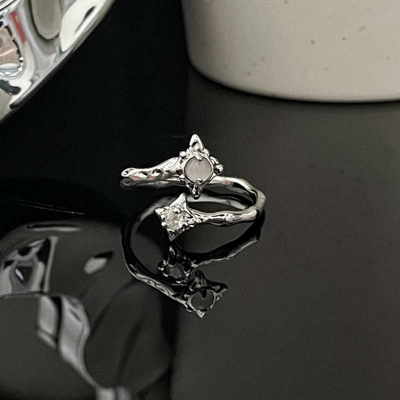 Asterism Simple Opal Stylish Opening Female Niche Design Light Rings