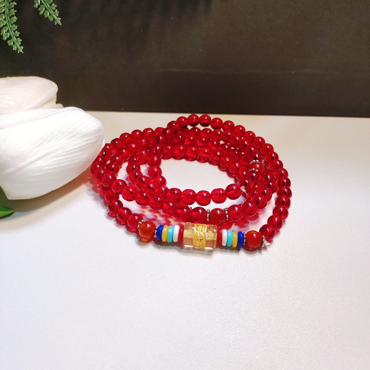 Beads Safe Imitation Garnet Agate White Bracelets