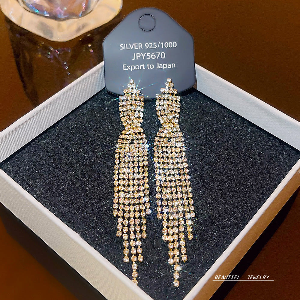 Women's Zircon Tassel High-grade Light Luxury Delicate Earrings