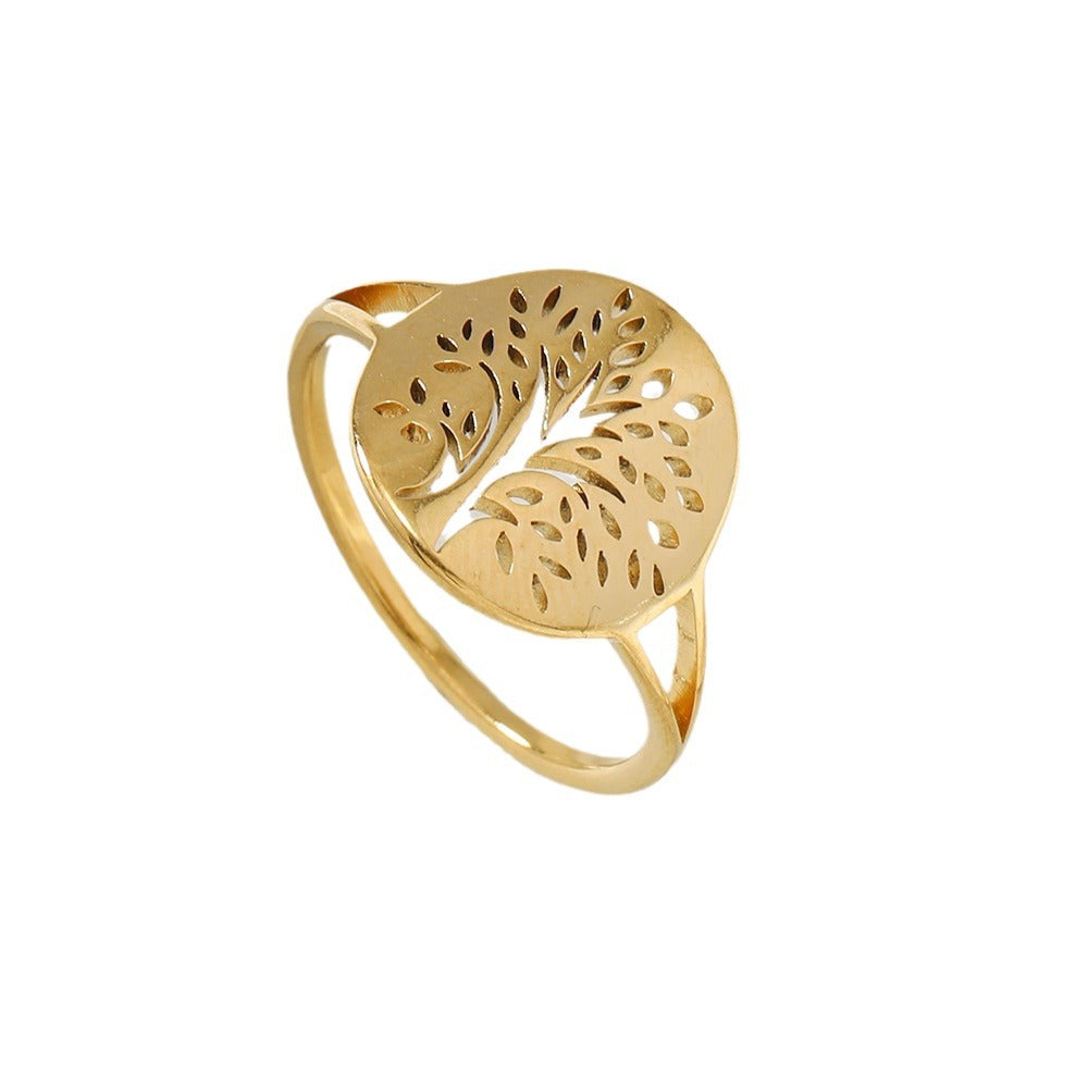 Trend Round Hollow Tree Of Life Rings