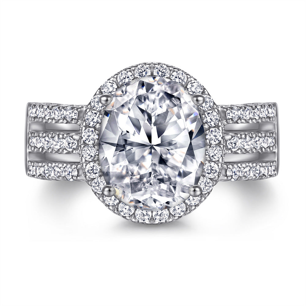 Women's Sterling Sier For Zircon Set Engagement Rings