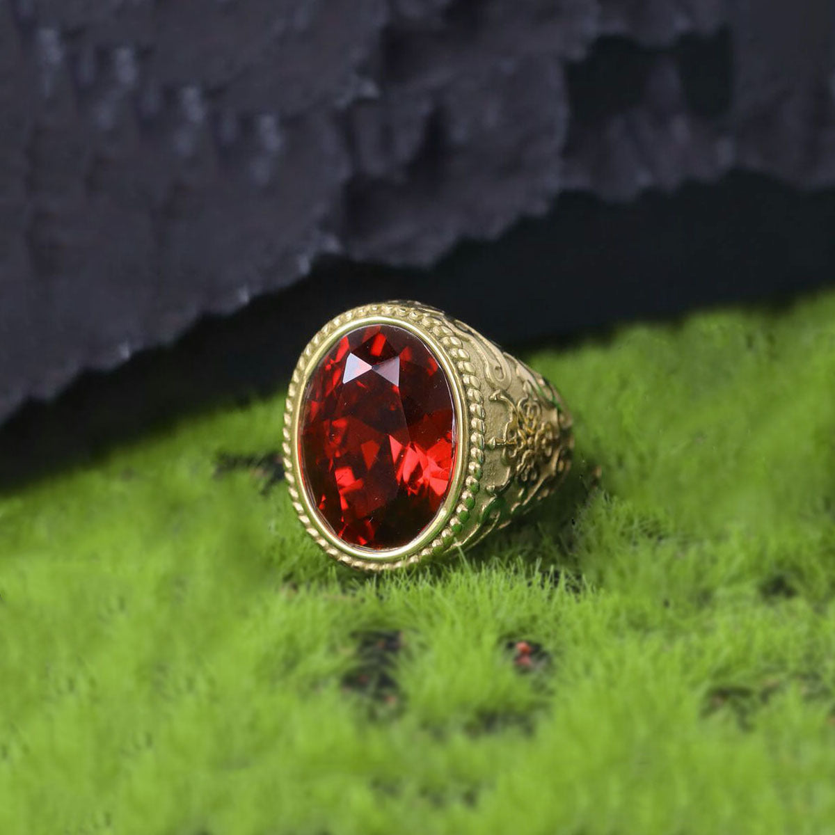 Men's Ruby Sea Blue Sier Gold Personalized Rings