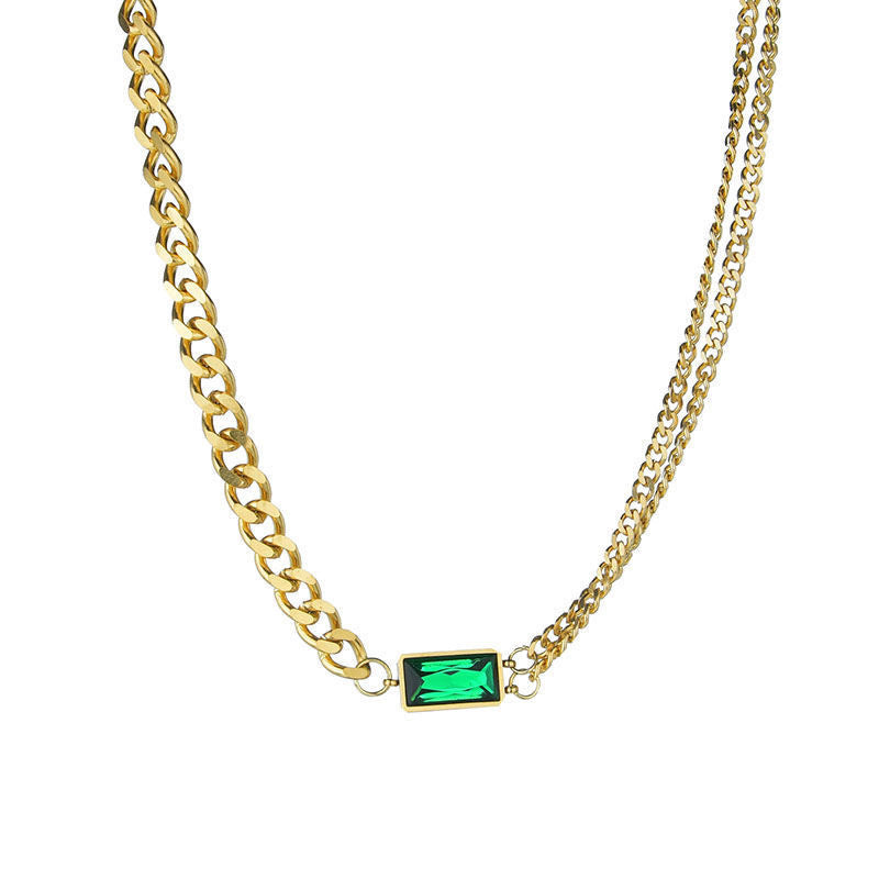 Emerald Zircon Clavicle Chain Simple Graceful Necklaces