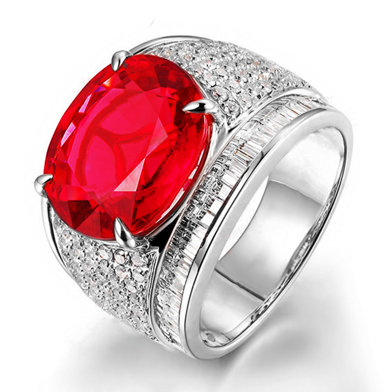 Adjustable Imitation Ruby Zircon Full Diamond Rings
