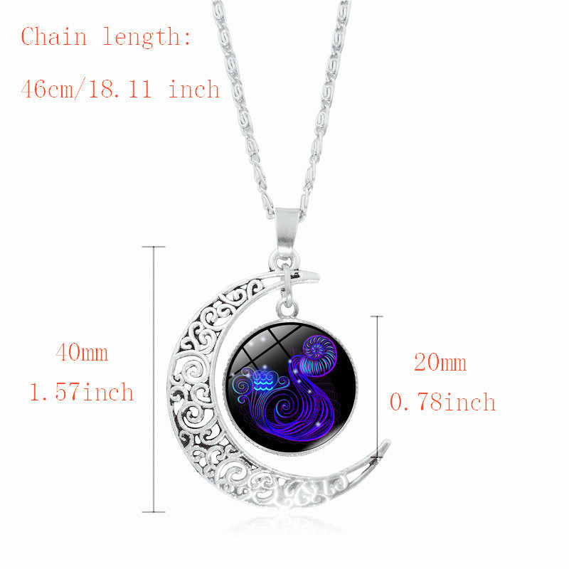 Constellation Zodiac Time Stone Moon Glass Necklaces