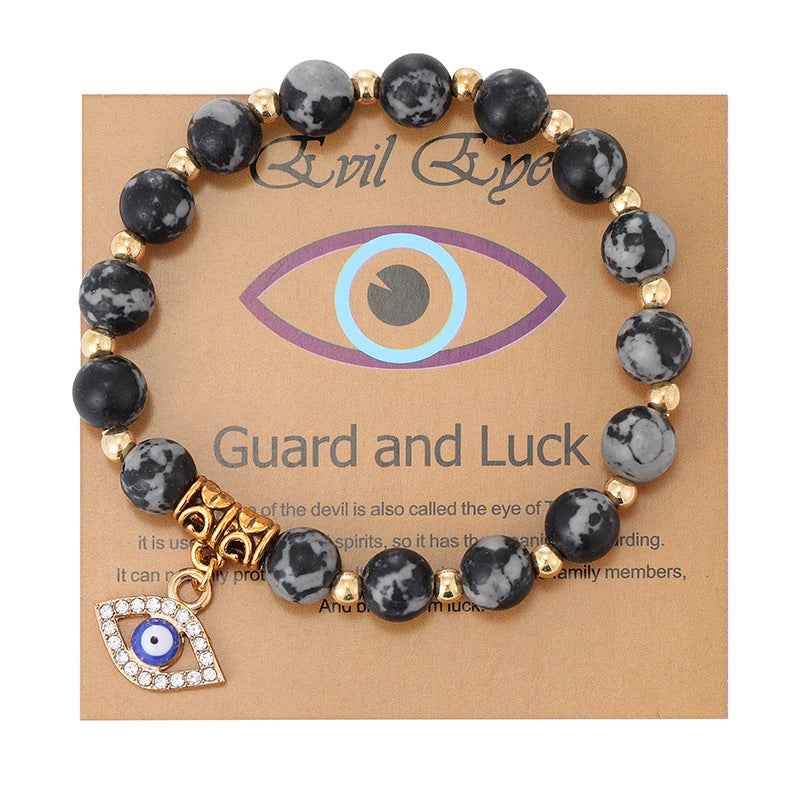 Women's Pink Zebra Stone Devil's Eye Basketball Bracelets