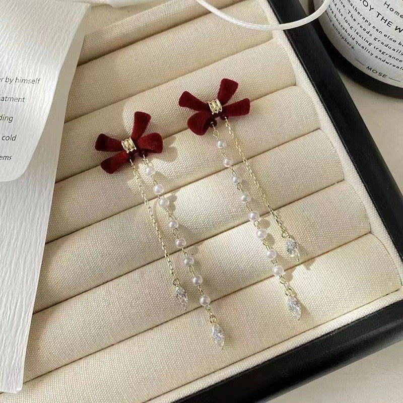 Sier Needle Drip Glazed Love Style Female Temperament Earrings