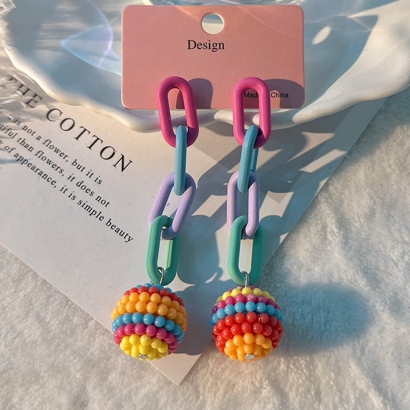 Fashion Design Candy Color Chain Female Dopamine Rings