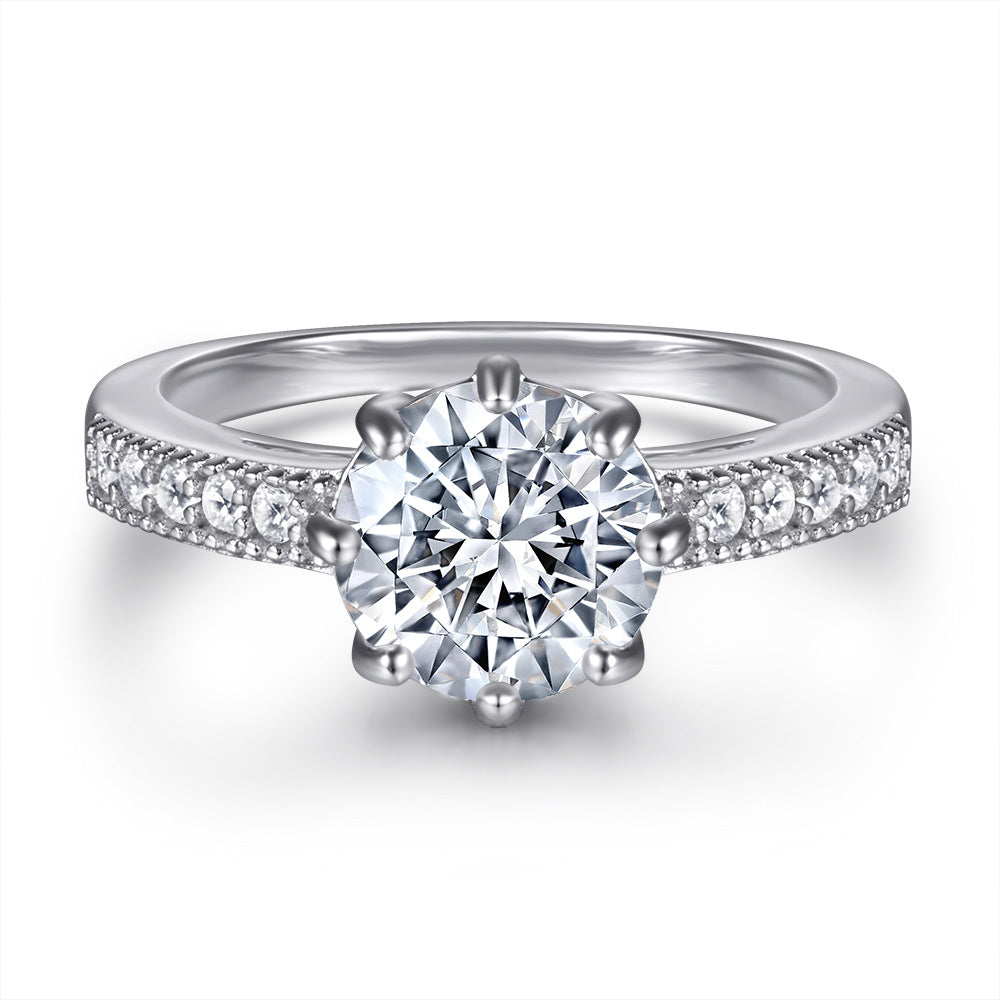 Women's Fashion Sier Sterling Zircon Single Row Rings