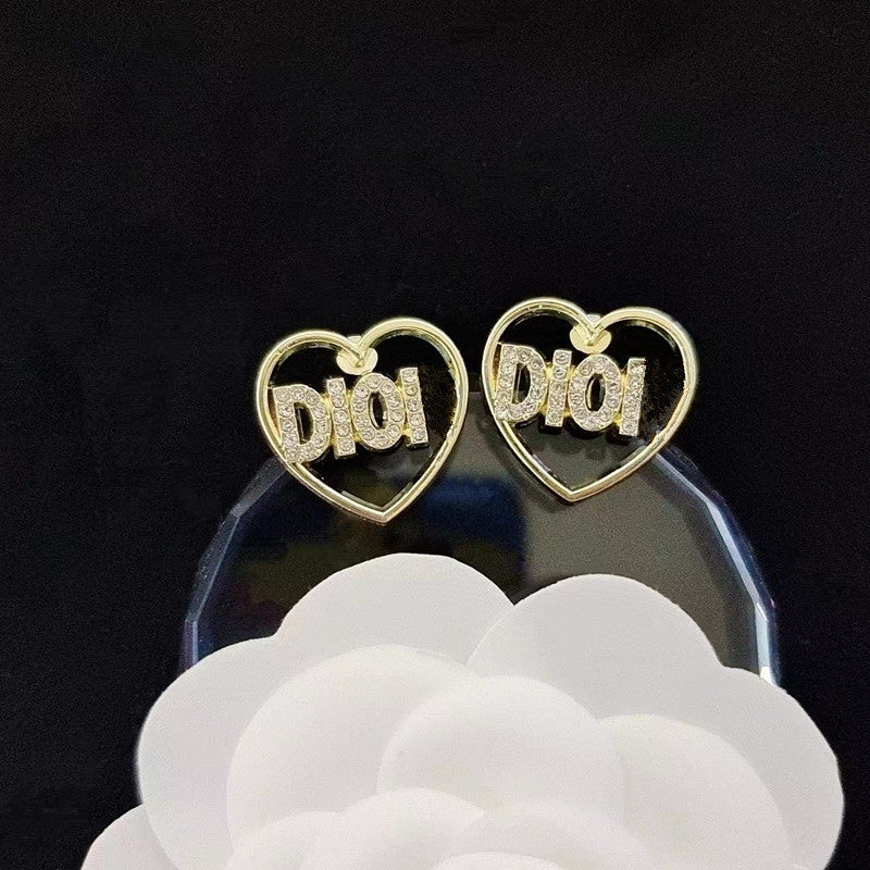 Women's & Men's Quality Collection Trending Rhinestone Letters Sier Earrings
