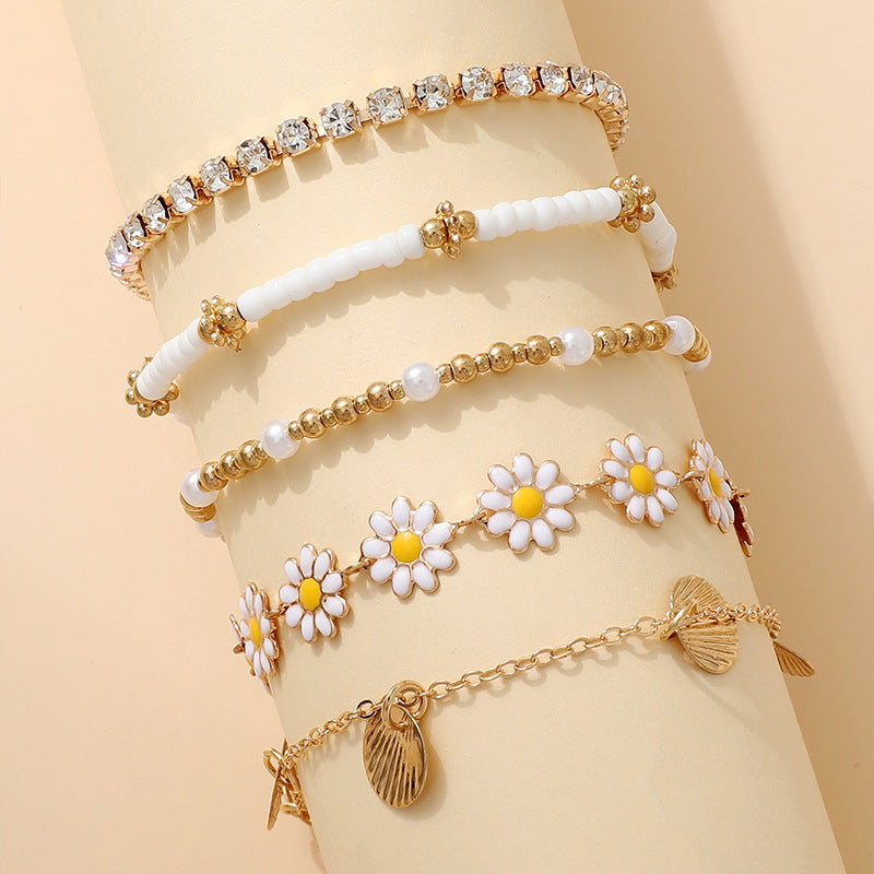 Vacation Bohemian Style Sunflower Small Golden Bracelets
