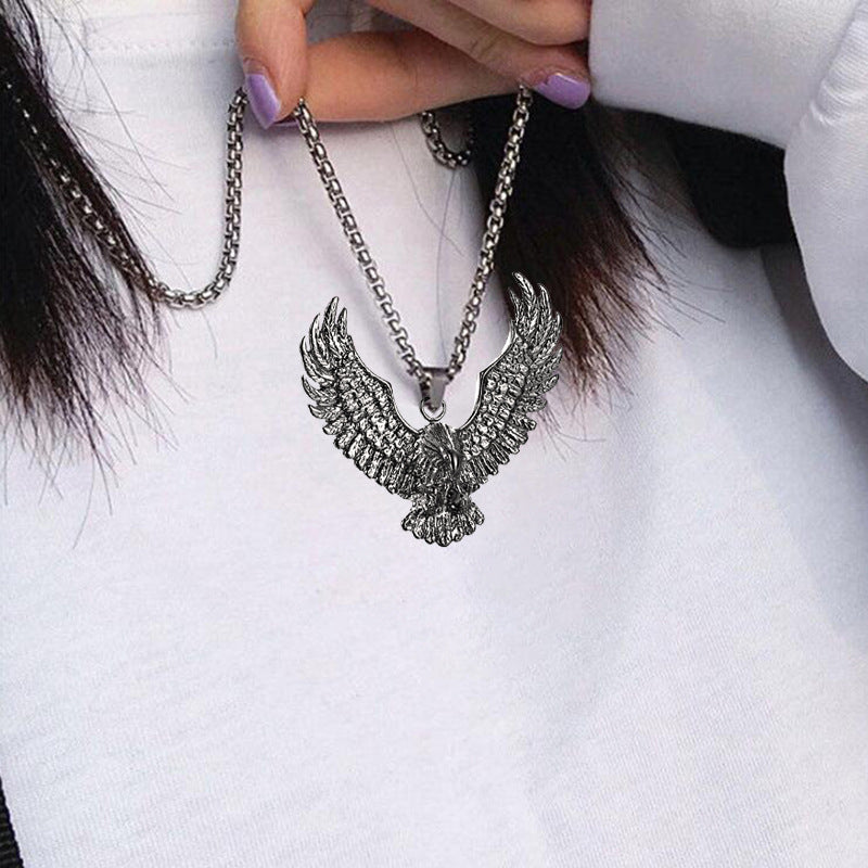 Men's Style Eagle Personality Titanium Steel Retro Necklaces