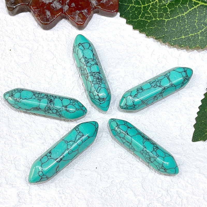 Stone Crystal Bullet Double Pointed Hexagon Prism Pendants