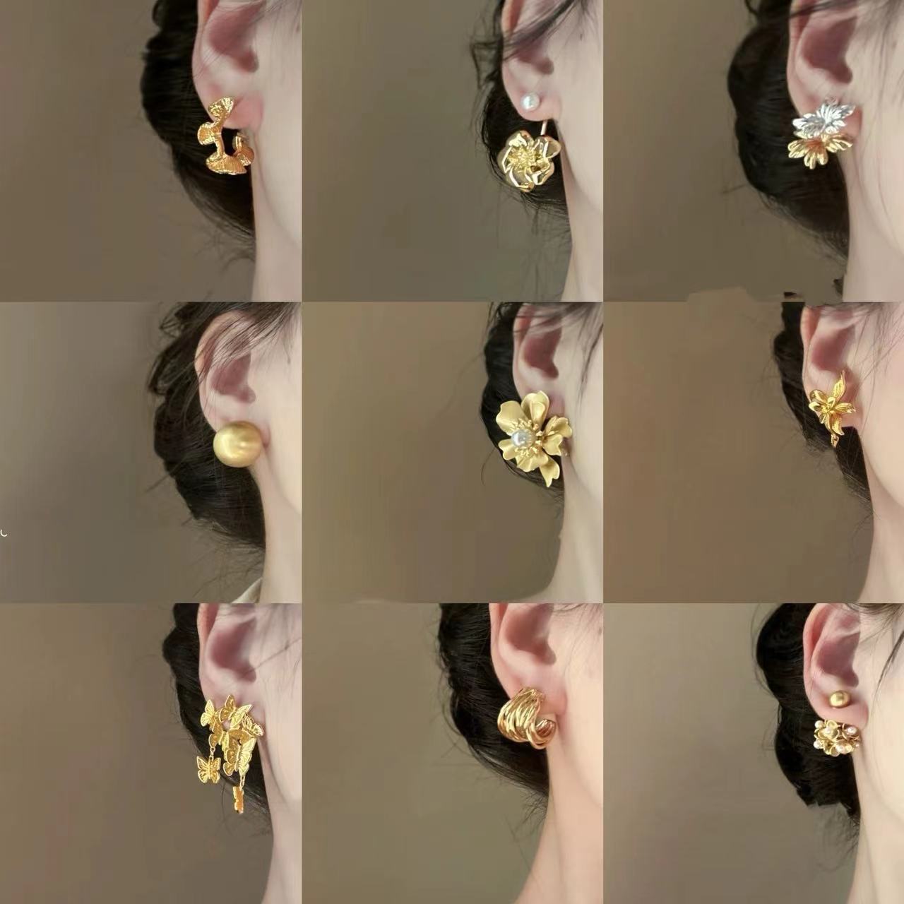 Sier Needle Metal Rhombus Niche Temperament Frosty Earrings