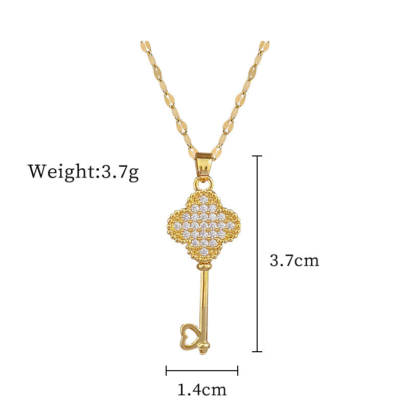Steel Light Luxury Full Diamond Design Temperament Necklaces