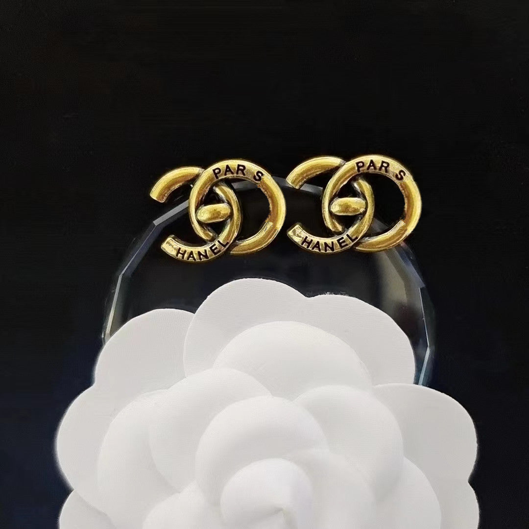 Women's & Men's Quality Collection Trending Rhinestone Letters Sier Earrings
