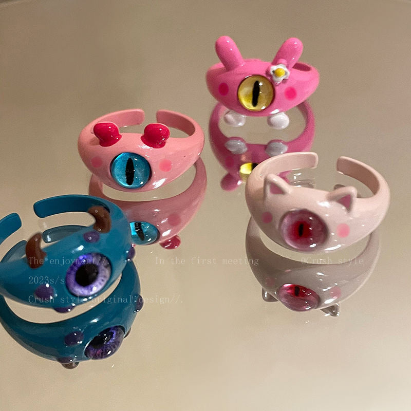 Little Monster Collection Cute Female Personality Rings