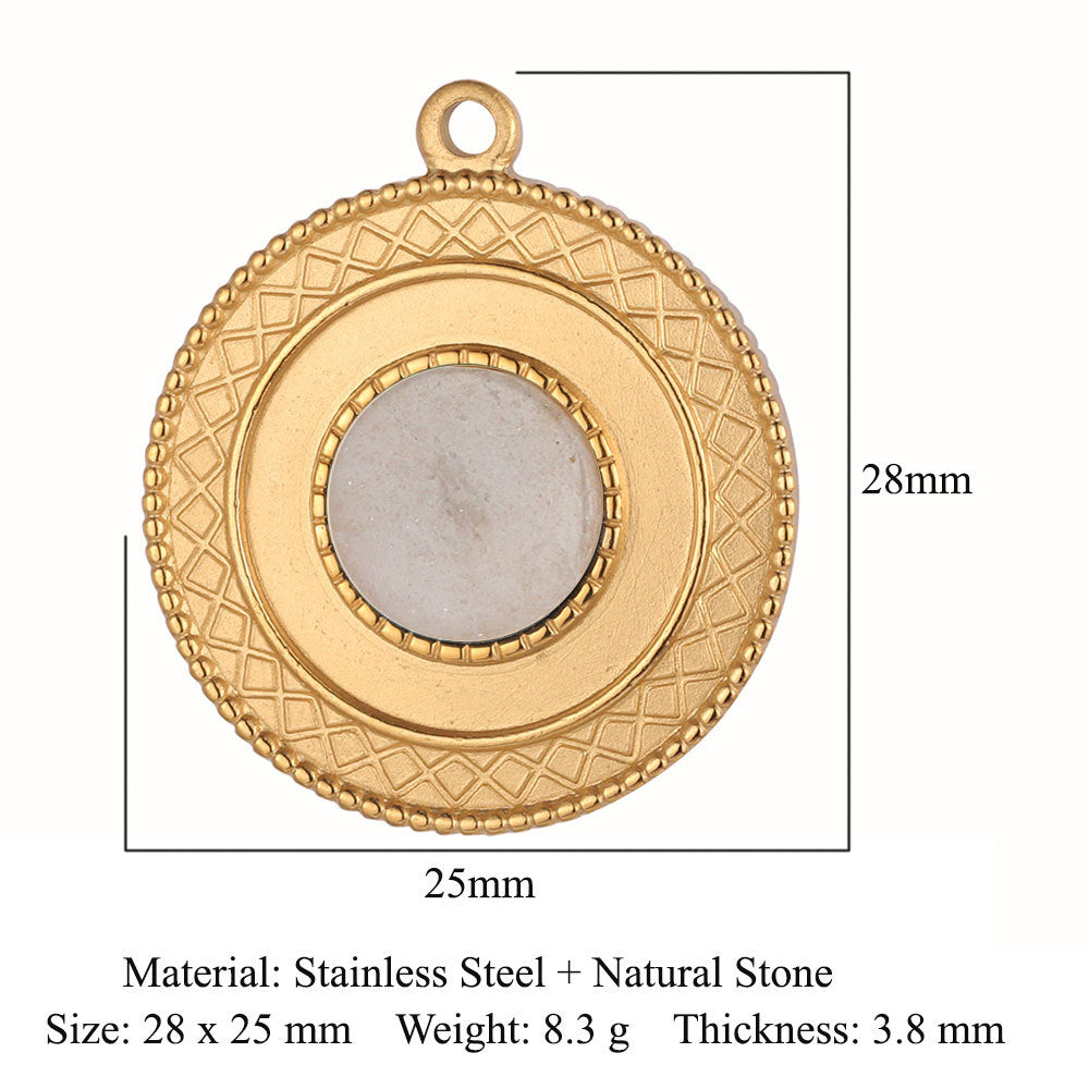 Bohemian Natural Stone Titanium Steel Jewelry Pendants