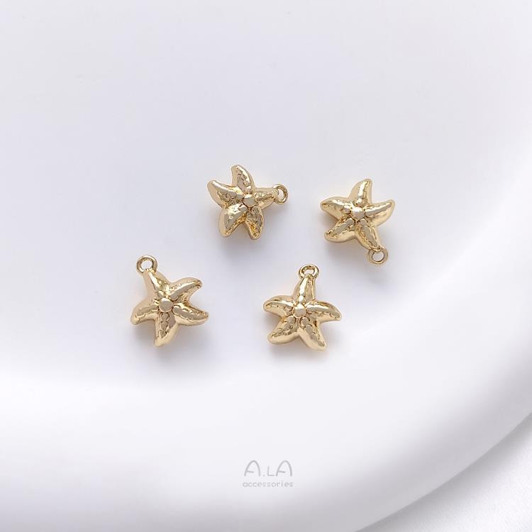 Color Retaining Bag Gold Marine Life Conch Scallop Starfish Pendants