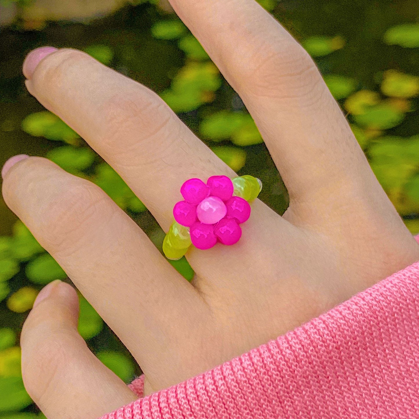 Color Stretch Crystal Beads Female Design Sense Rings